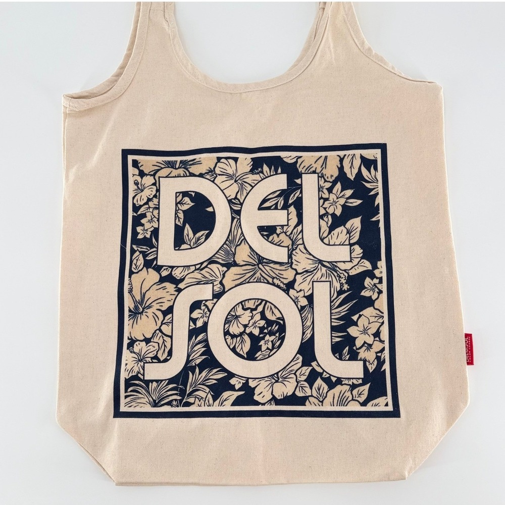 DEL SOL Color Change Canvas Tote Bag Floral Hibiscus Reusable Beach Shoulder Bag